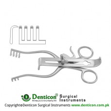 Henley Retractor Complete 3 x 4 Sharp Prongs - With 3 Central Blades Ref:- RT-840-19, RT-840-25 and RT-840-32 Stainless Steel, 16 cm - 6 1/4"